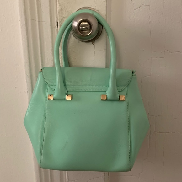 Luana Leather Italy Light Green/Seafoam Diamond Mini Tote with Crossbody Strap - Picture 2 of 7
